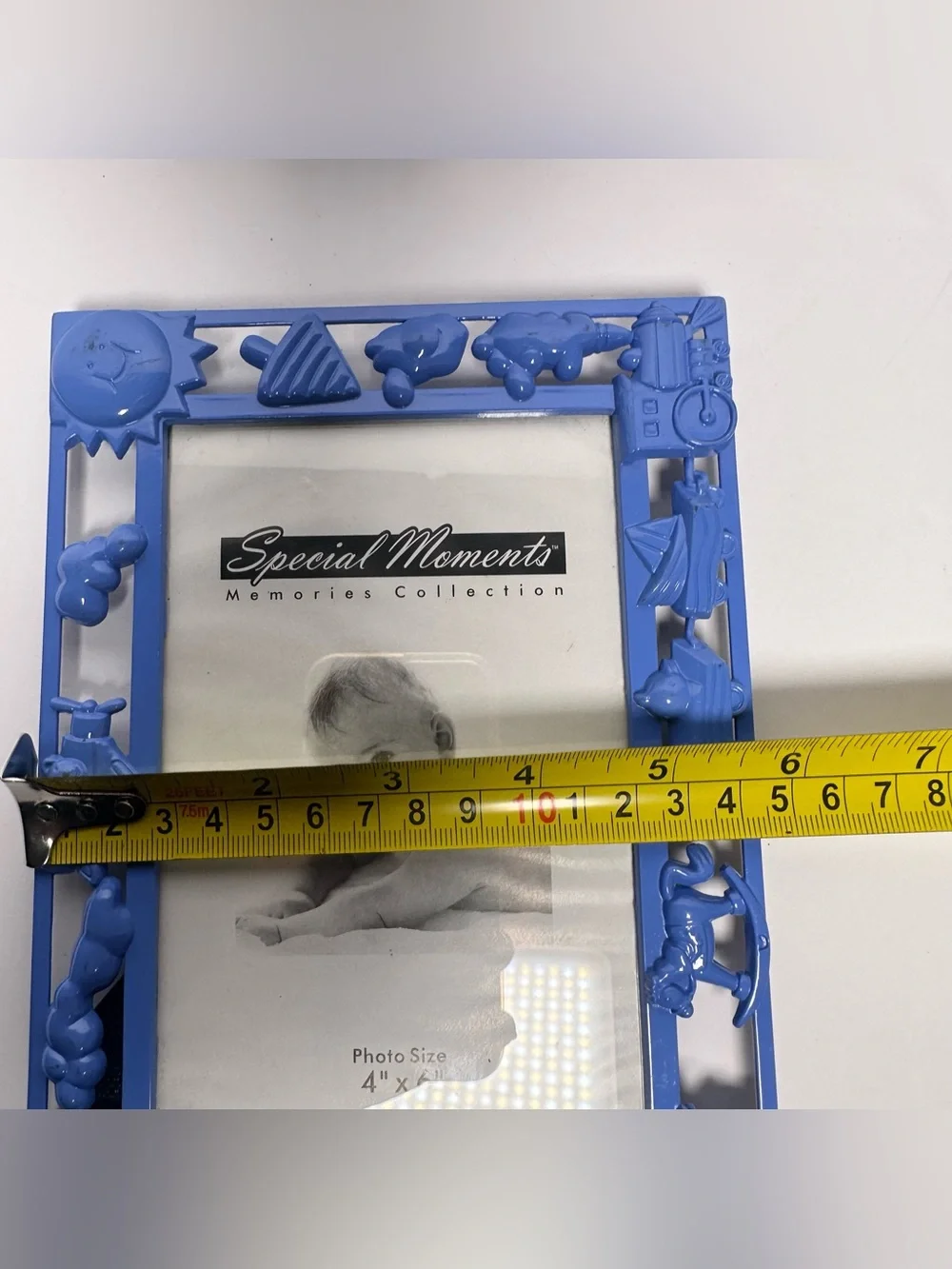 Vintage RARE Baby Photo Frame 4x6 3D Embossed Toys Nursery Room Keepsake Blue